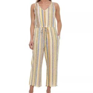 DREW Striped Linen Blend Jumpsuit